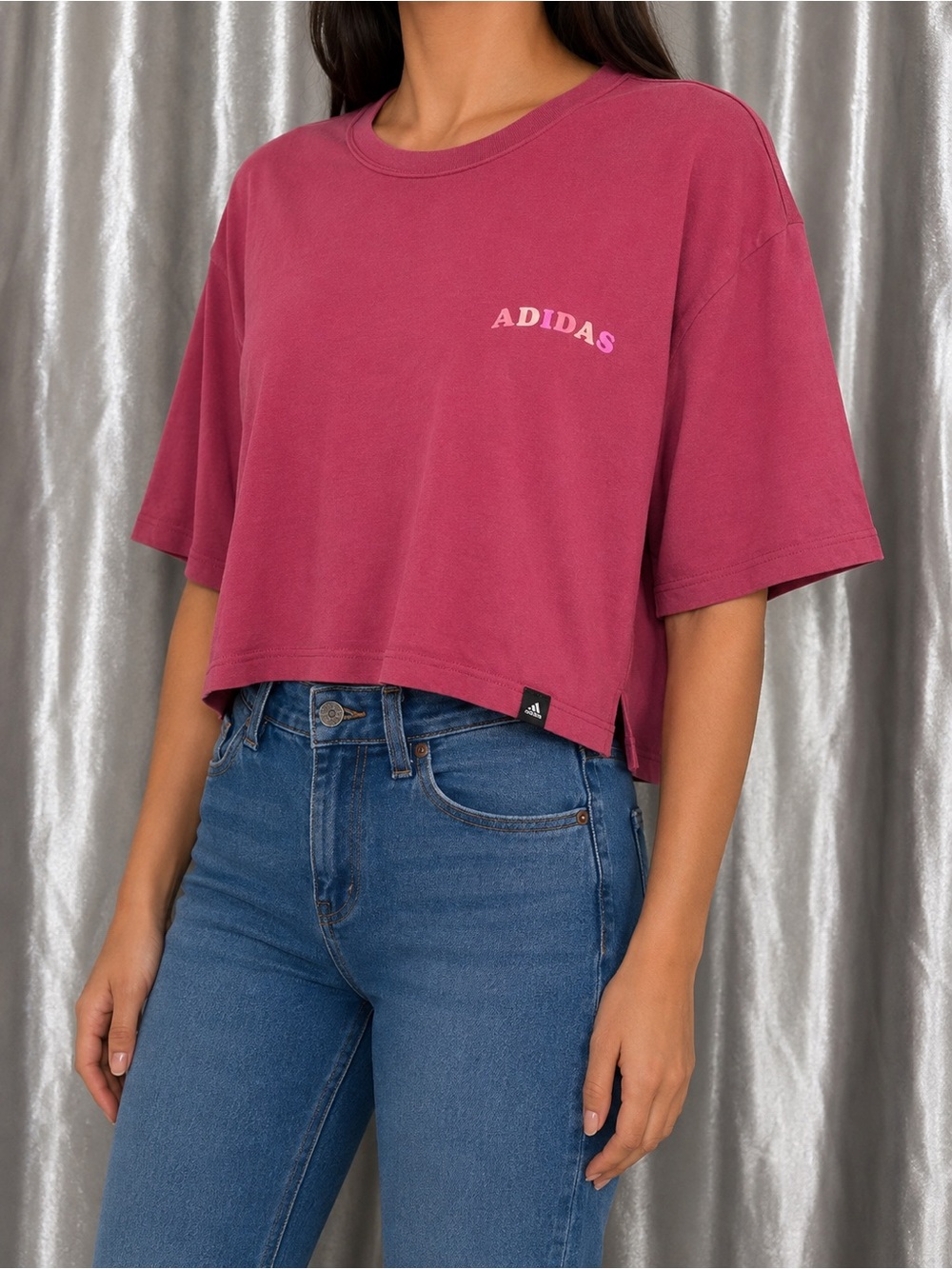 Adidas Women’s Size M Pink Boxy T Shirt Short Sleeve Logo Athletic Casual